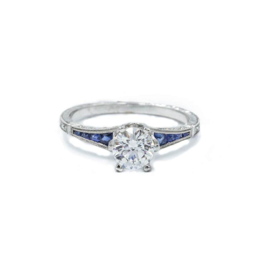 Vintage Collection Jolie Designs | 18Kw Sapphire & Diamond Tapered Ring