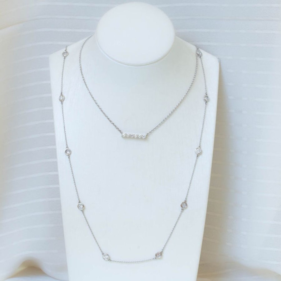 Jewelry Malka Diamonds | 14Kw Prong-Set Bar Necklace