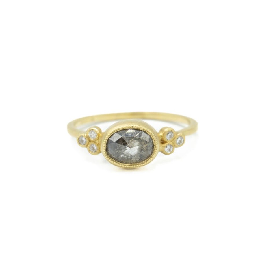 Alternative & Unique Jennifer Dawes | .88Ct Oval Bezel Salt & Pepper Diamond Ring By Jennifer Dawes