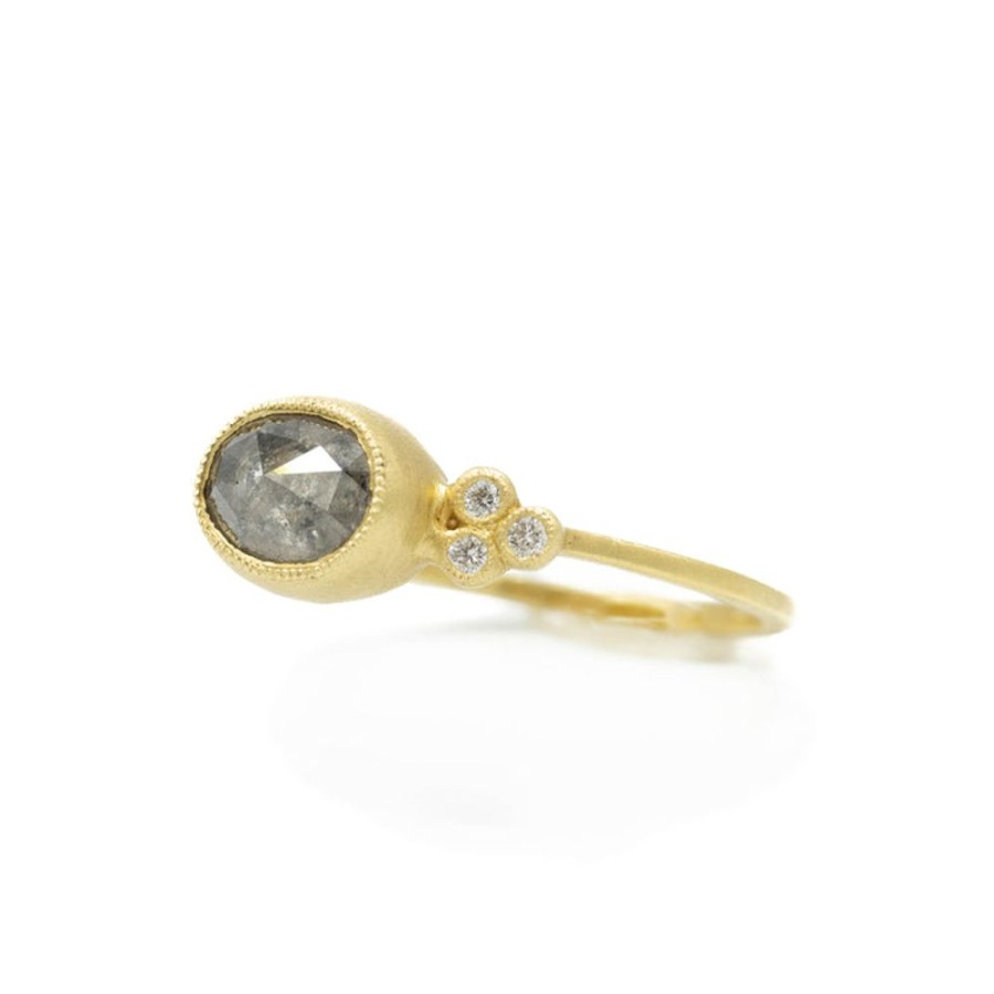 Alternative & Unique Jennifer Dawes | .88Ct Oval Bezel Salt & Pepper Diamond Ring By Jennifer Dawes