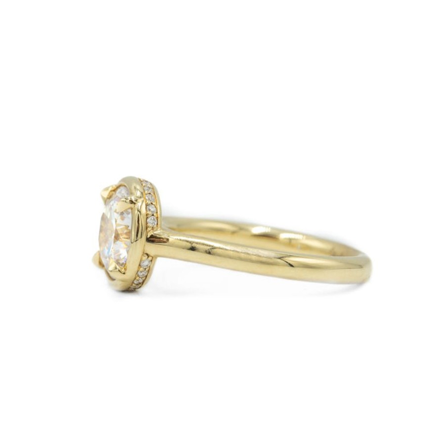 Classic Bridal Uneek | 14Ky Round Hidden Halo Bezel Diamond Ring