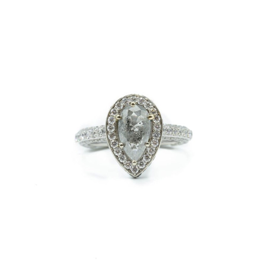 Alternative & Unique Malka Diamonds | 1.04Ct Pear-Shaped Halo Gray Diamond Ring