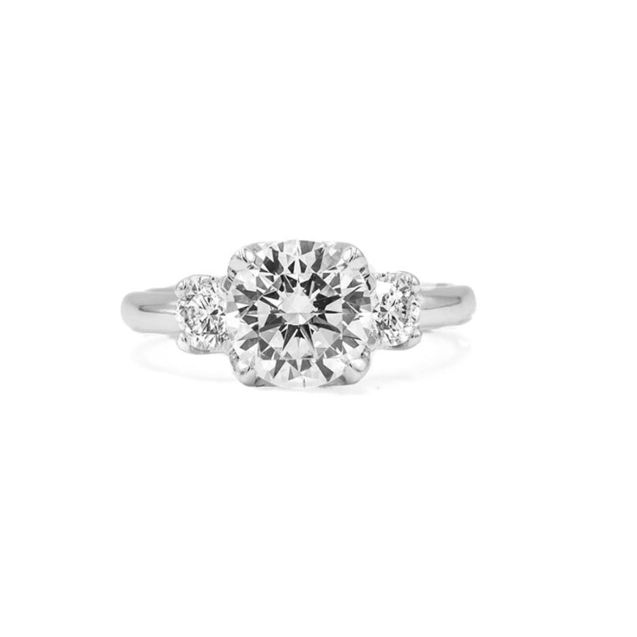 Classic Bridal Uneek | 18Kw 3-Stone Round Butter-Cup Diamond Ring