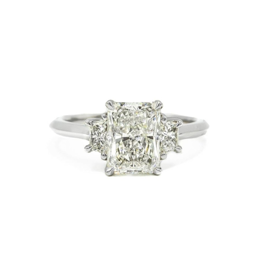 Classic Bridal Malka Diamonds | Platinum 2.01Ct Radiant 3-Stone Diamond Ring