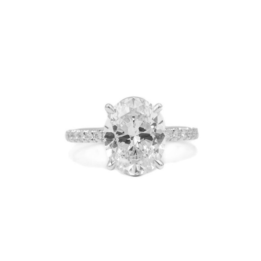 Classic Bridal Malka Diamonds | Platinum Oval-Cut French-Set Diamond Ring