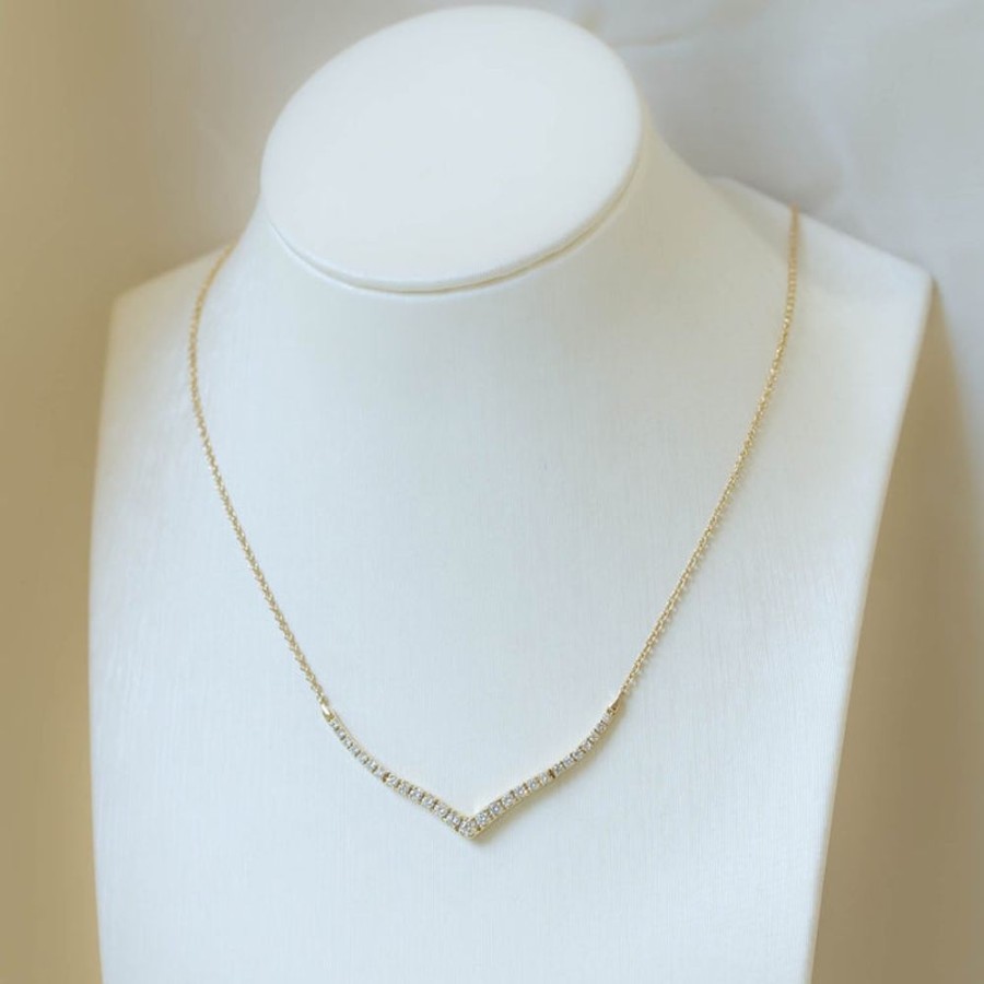 Jewelry Malka Diamonds | .50Ctw 14K Yellow Gold Chevron Diamond Necklace