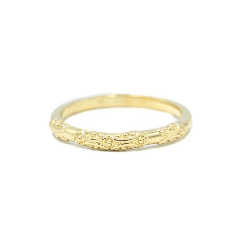 Stackable Rings Malka Diamonds | 14Ky Gold Scroll Band