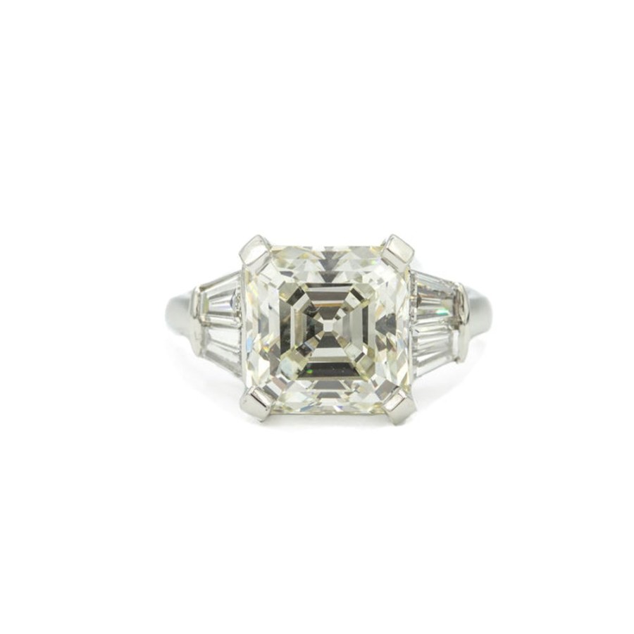 Vintage Collection Malka Diamonds | Vintage Platinum 5.23Ct Asscher-Cut Diamond Ring