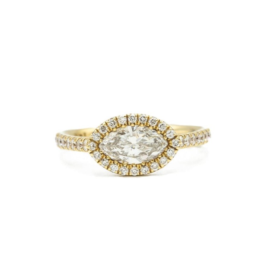 Alternative & Unique Malka Diamonds | 14Ky East-West Halo Marquise Diamond Ring