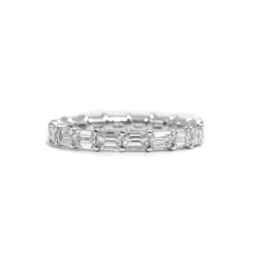 Stackable Rings Malka Diamonds | Platinum Baguette East-West Eternity Band