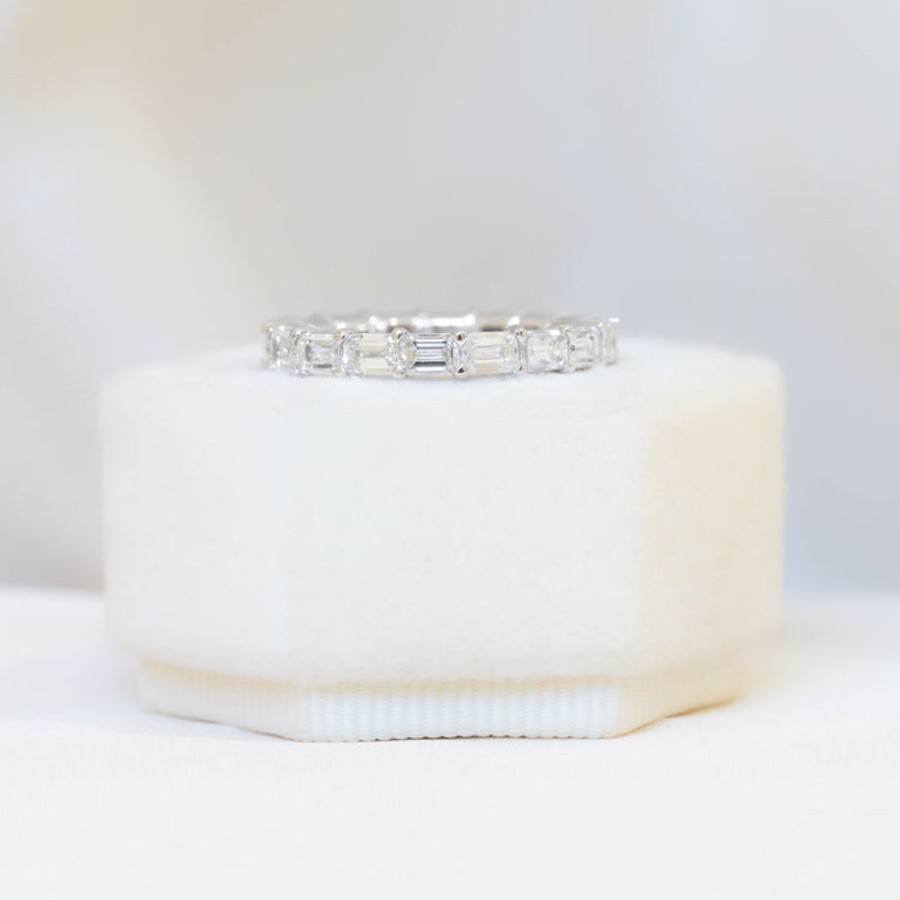 Stackable Rings Malka Diamonds | Platinum Baguette East-West Eternity Band