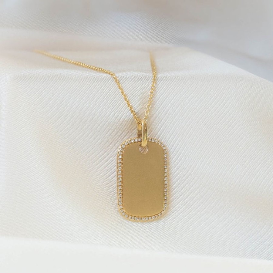 Jewelry Malka Diamonds | 14Ky Gold & Diamond Dog Tag