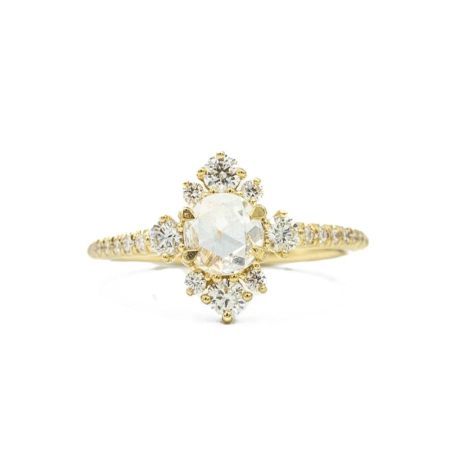 Alternative & Unique Parade | 14Ky .47Ct Rose-Cut Diamond Fleur De Lis Halo Ring