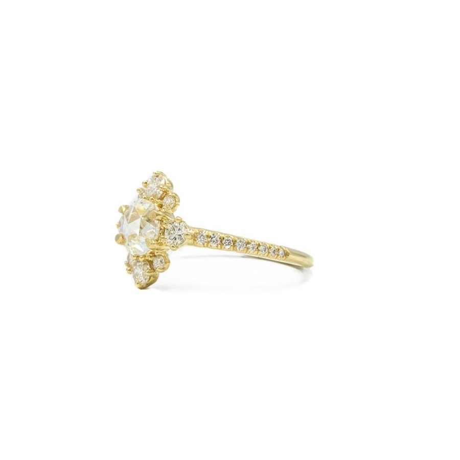 Alternative & Unique Parade | 14Ky .47Ct Rose-Cut Diamond Fleur De Lis Halo Ring