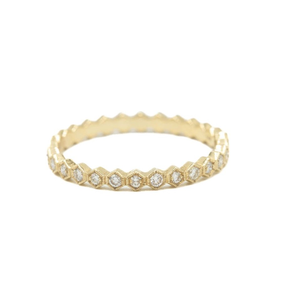 Stackable Rings Jolie Designs | 14Ky Hex-Shaped Bezel-Set Diamond Band