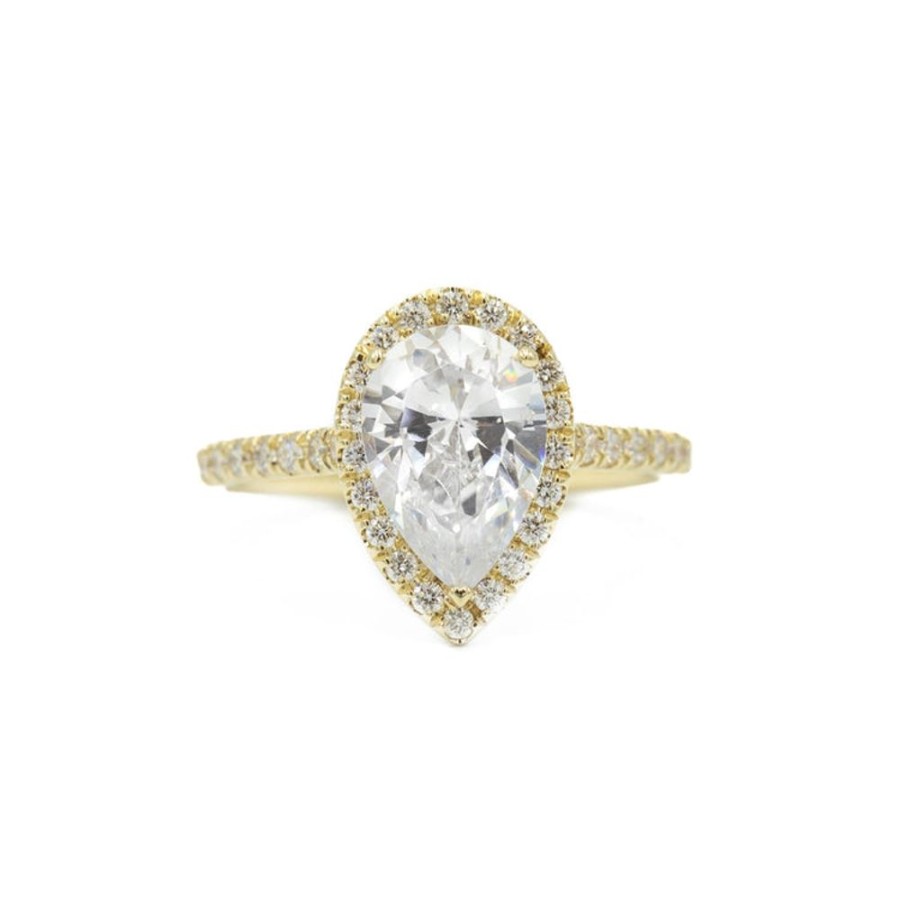 Classic Bridal uneek | 14Ky Pear-Shaped Diamond Halo Ring