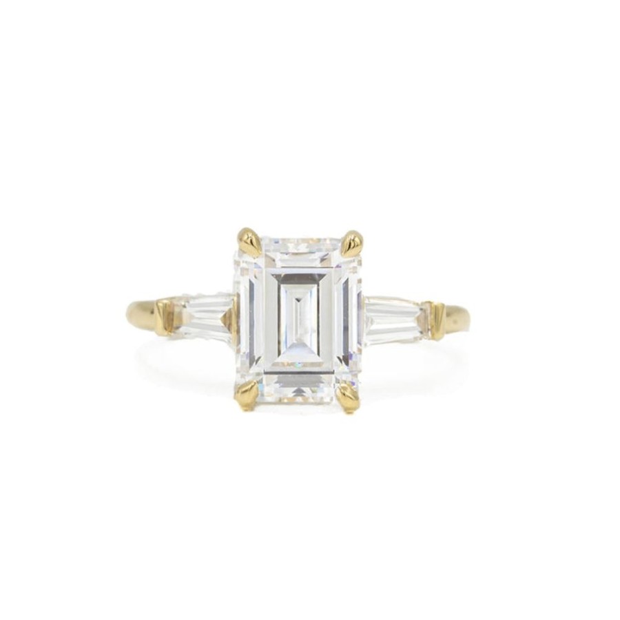 Classic Bridal Malka Diamonds | 14Ky 3-Stone Emerald & Baguette-Cut Diamond Ring