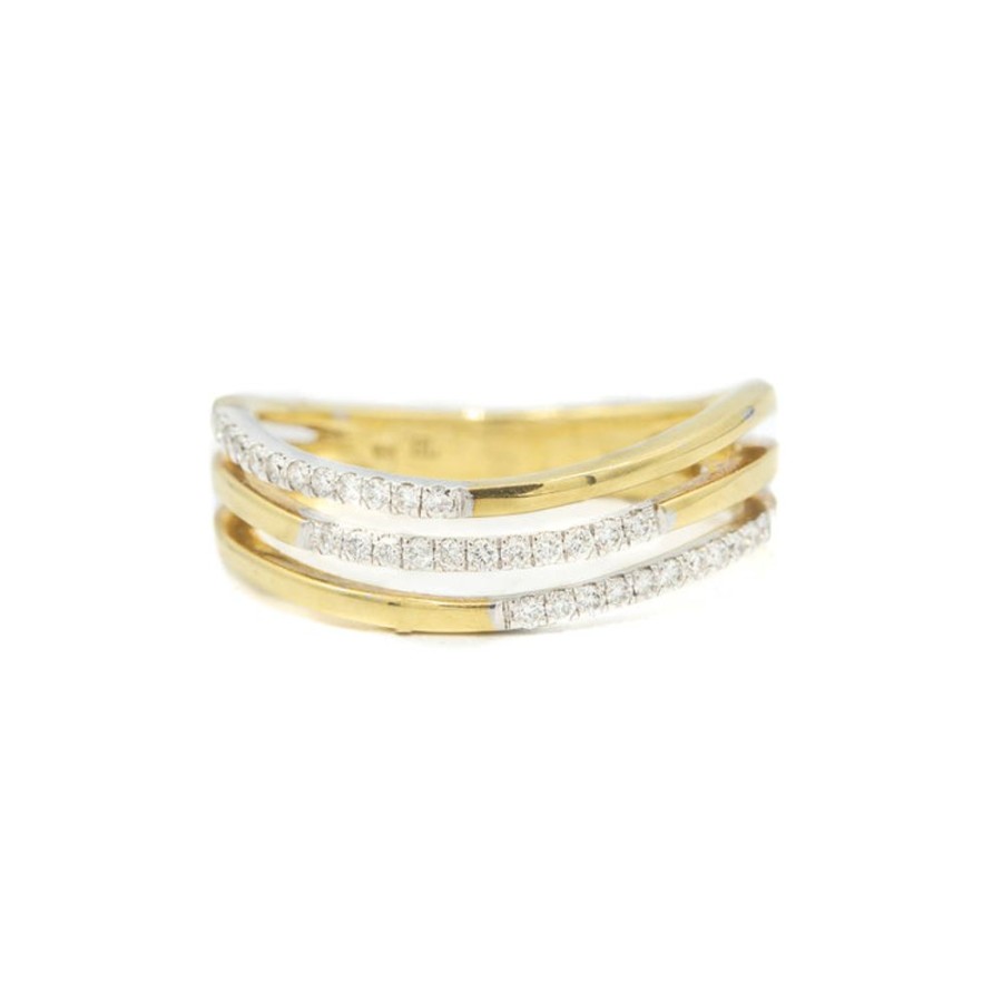 Jewelry Malka Diamonds | 18Kt Three Row Gold & Diamond Band