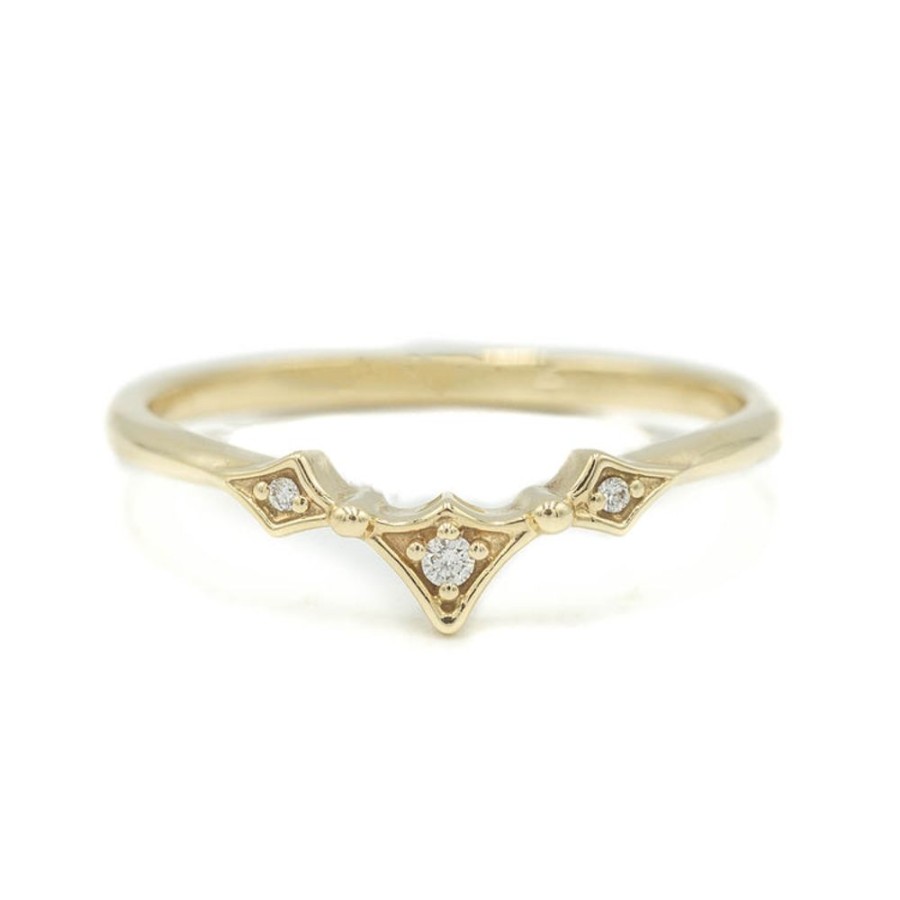 Stackable Rings Malka Diamonds | .03Ctw Geometric Kite Contour Band In 14K Yellow Gold