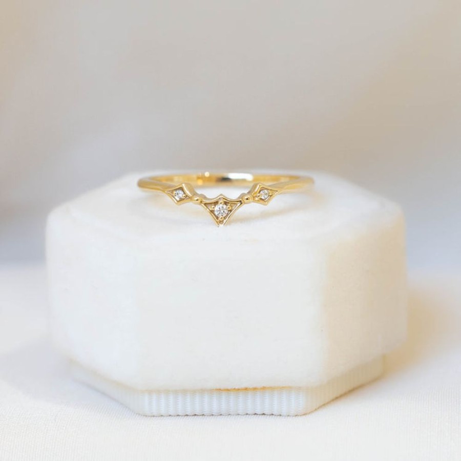 Stackable Rings Malka Diamonds | .03Ctw Geometric Kite Contour Band In 14K Yellow Gold