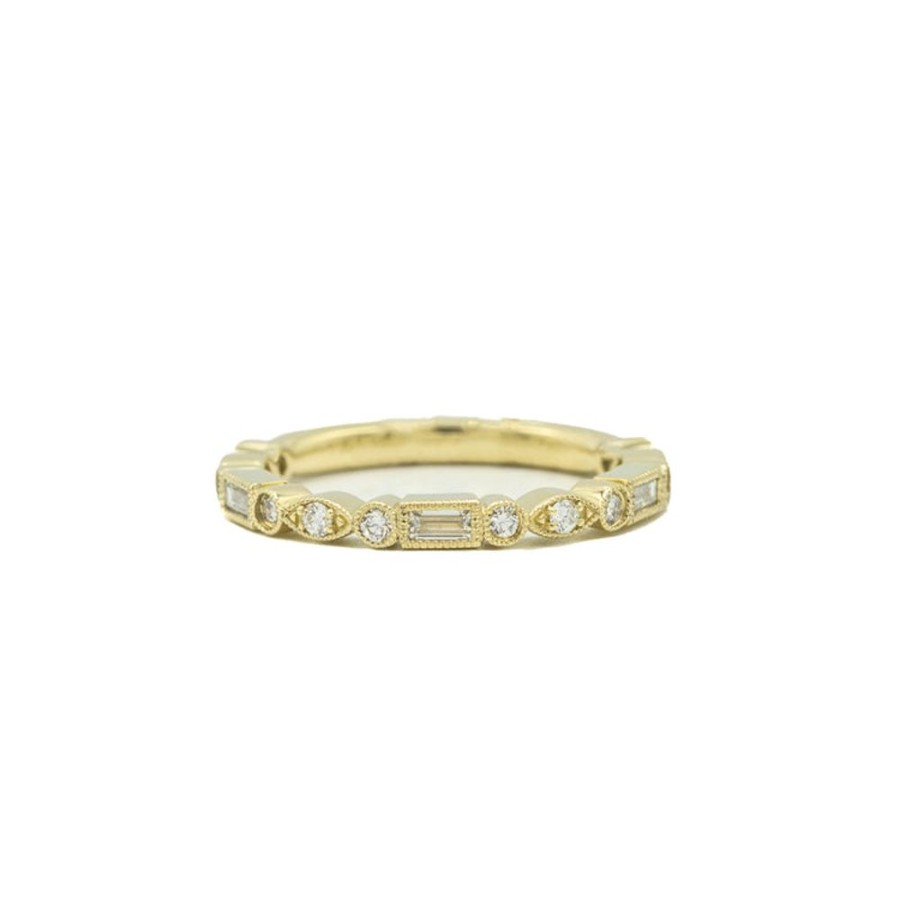 Stackable Rings Parade | 14Ky Baguette & Round Alternating Pave Diamond Band