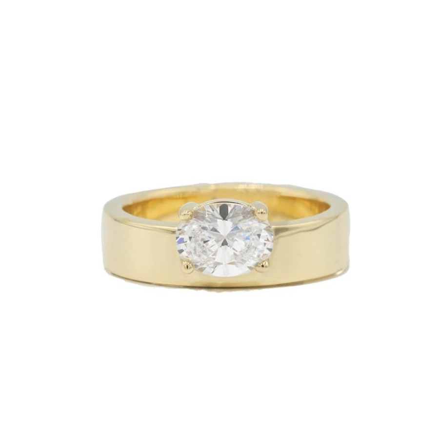 Classic Bridal Malka Diamonds | 14Ky Asymmetrical Oval-Cut Cigar Diamond Band