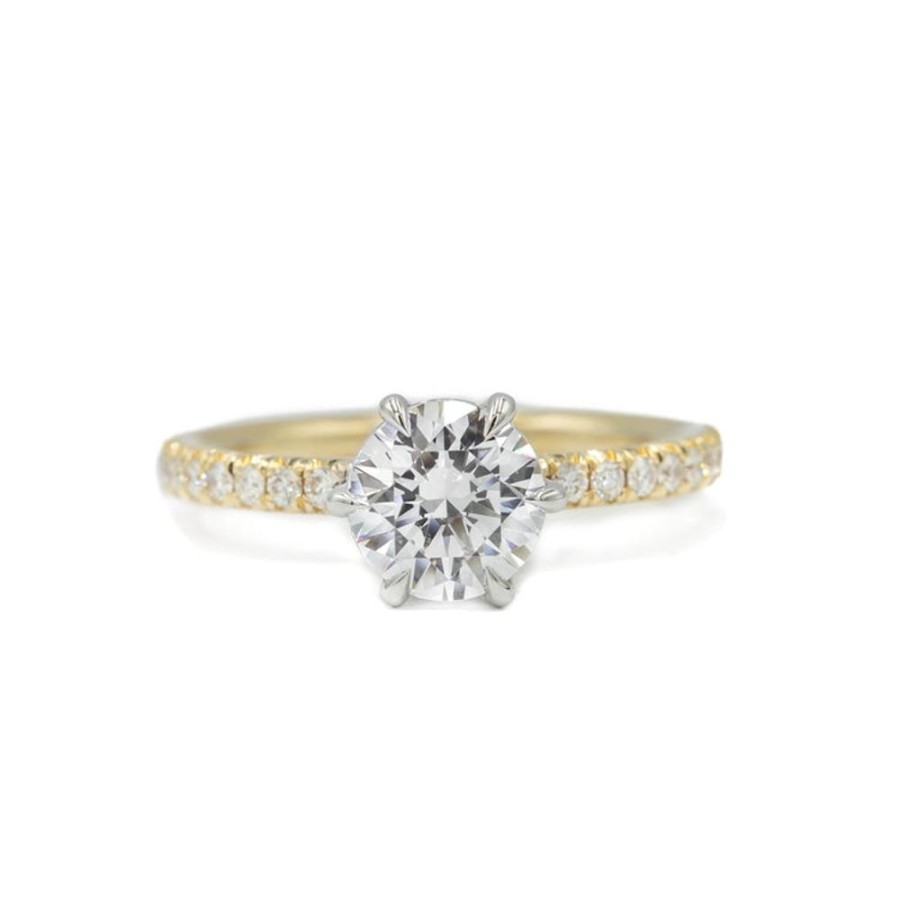 Classic Bridal Malka Diamonds | 14K Yellow Gold 6-Prong French-Set Cathedral